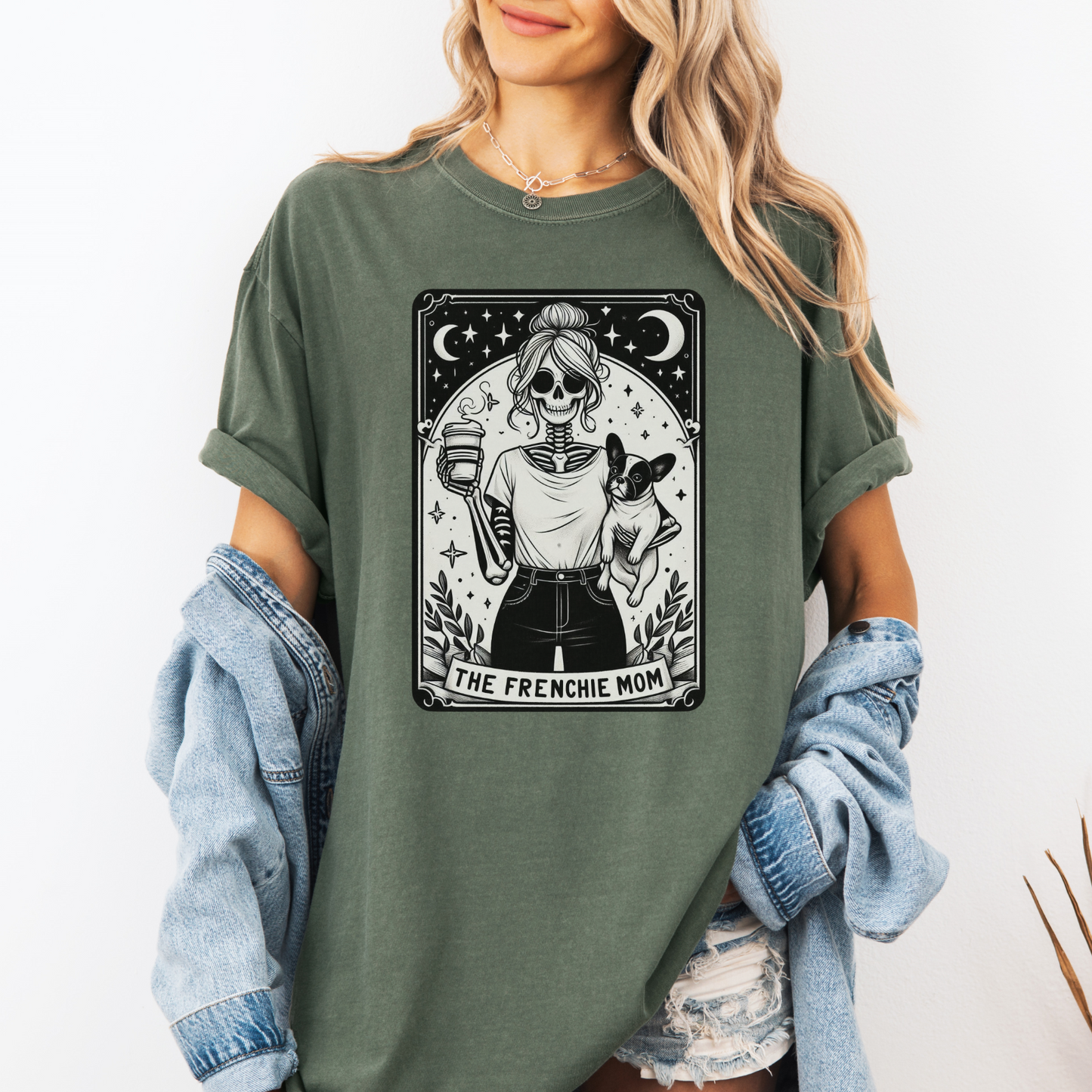 Frenchie Mom Tarot Shirt – Comfort Colors® Skeleton French Bulldog Tee