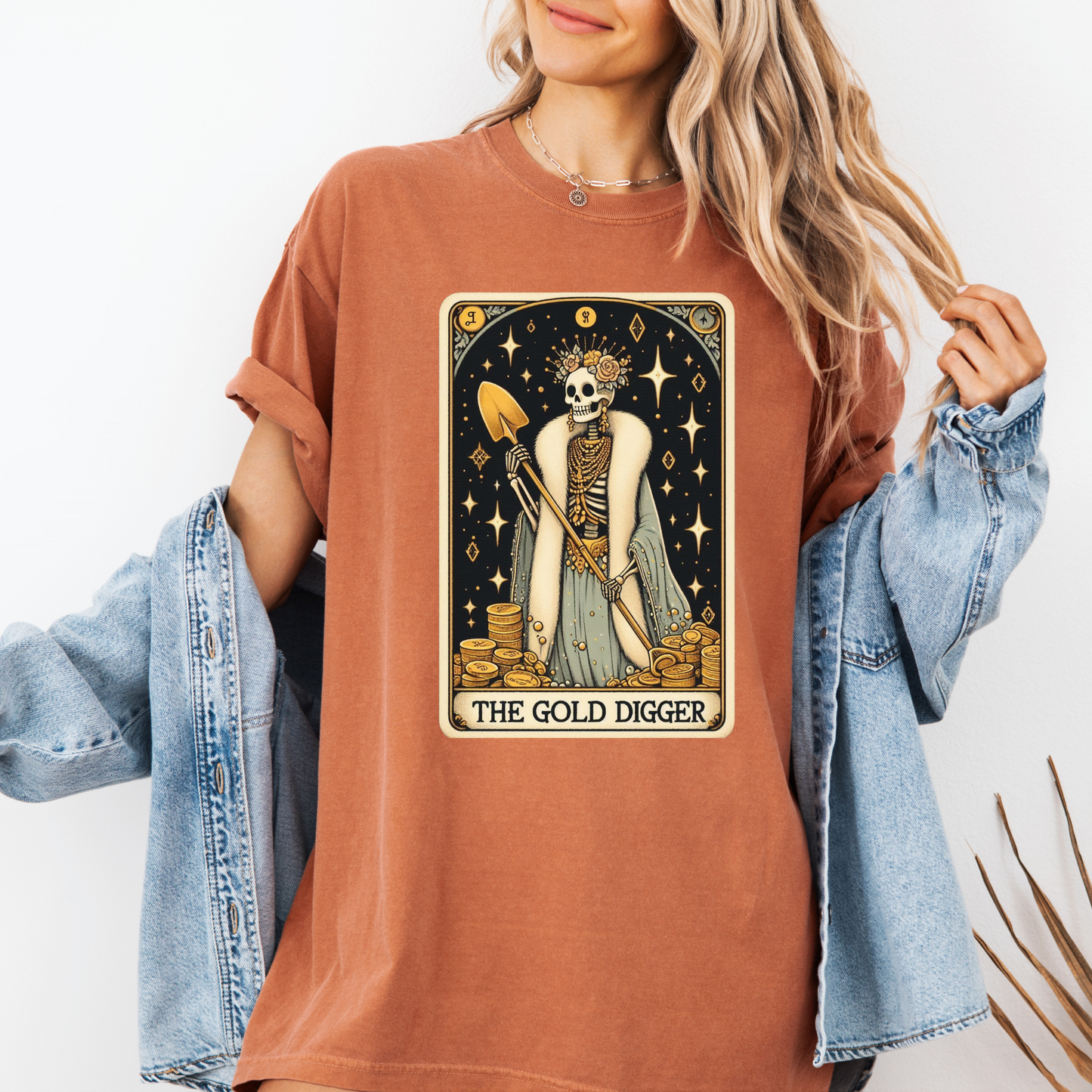 Gold Digger Tarot Shirt – Comfort Colors® Skeleton Glam Tee