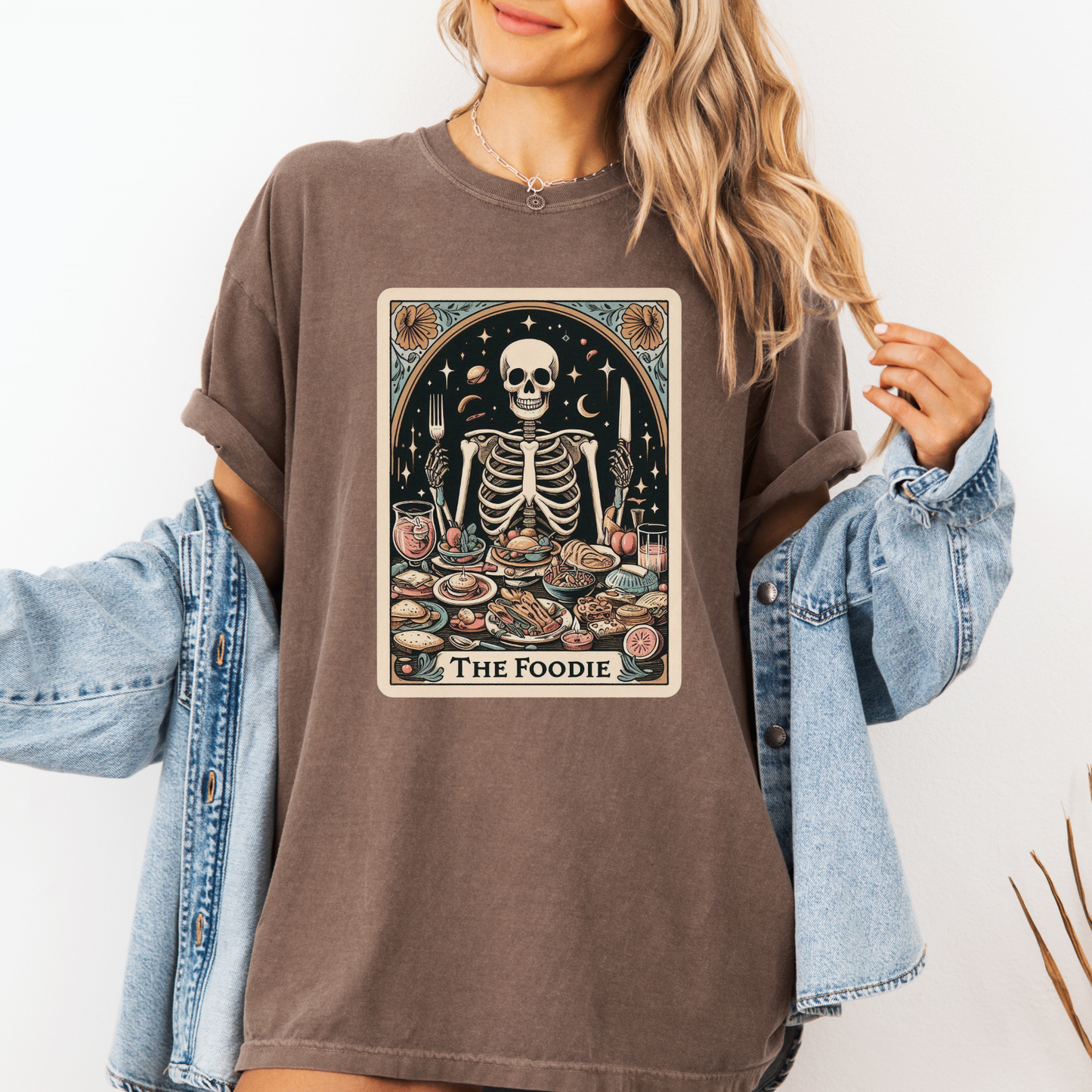 Foodie Tarot Shirt – Comfort Colors® Skeleton Snack Lover Tee