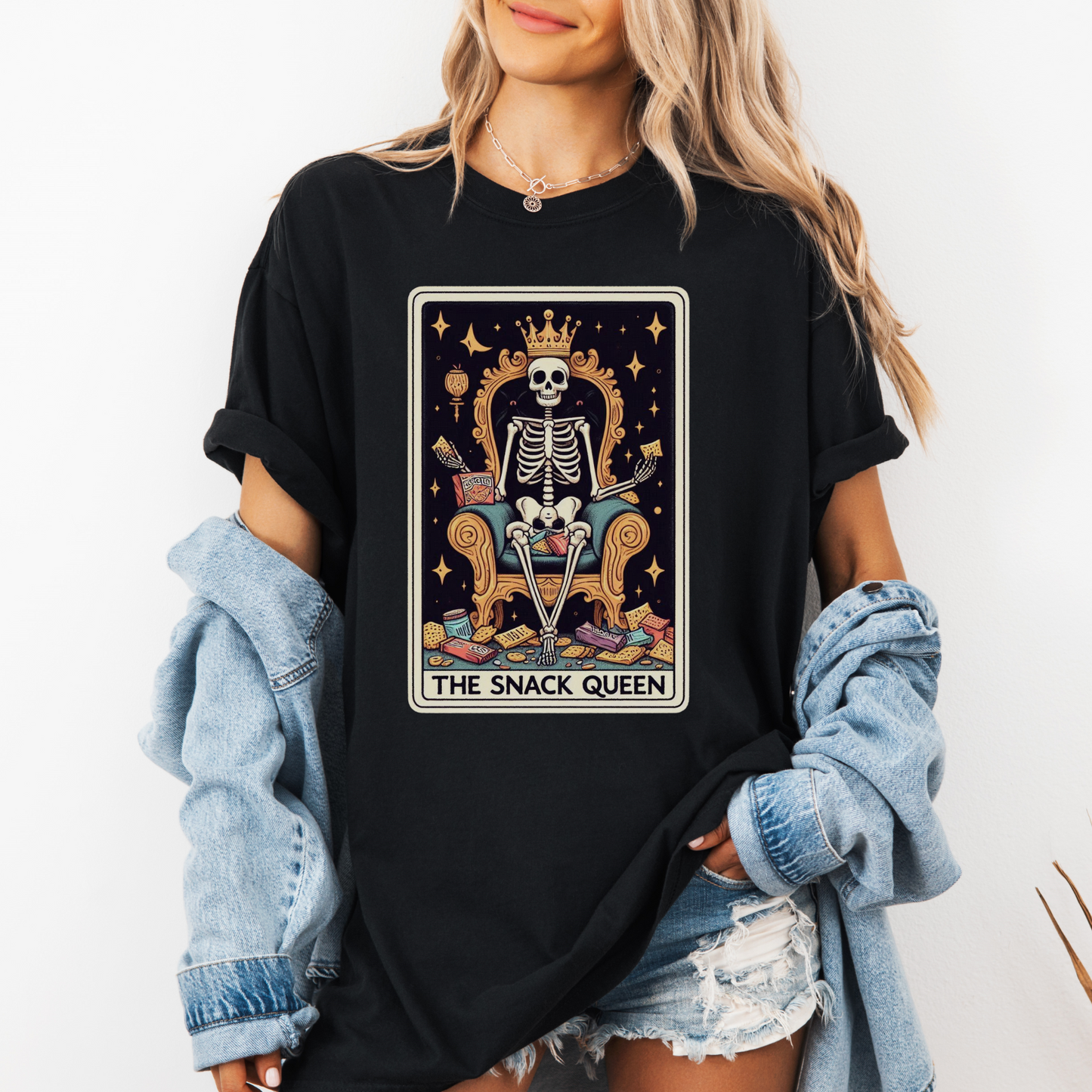 Snack Queen Tarot Shirt – Comfort Colors® Skeleton Food Lover Tee