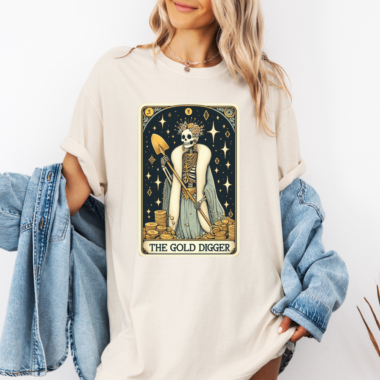 Gold Digger Tarot Shirt – Comfort Colors® Skeleton Glam Tee