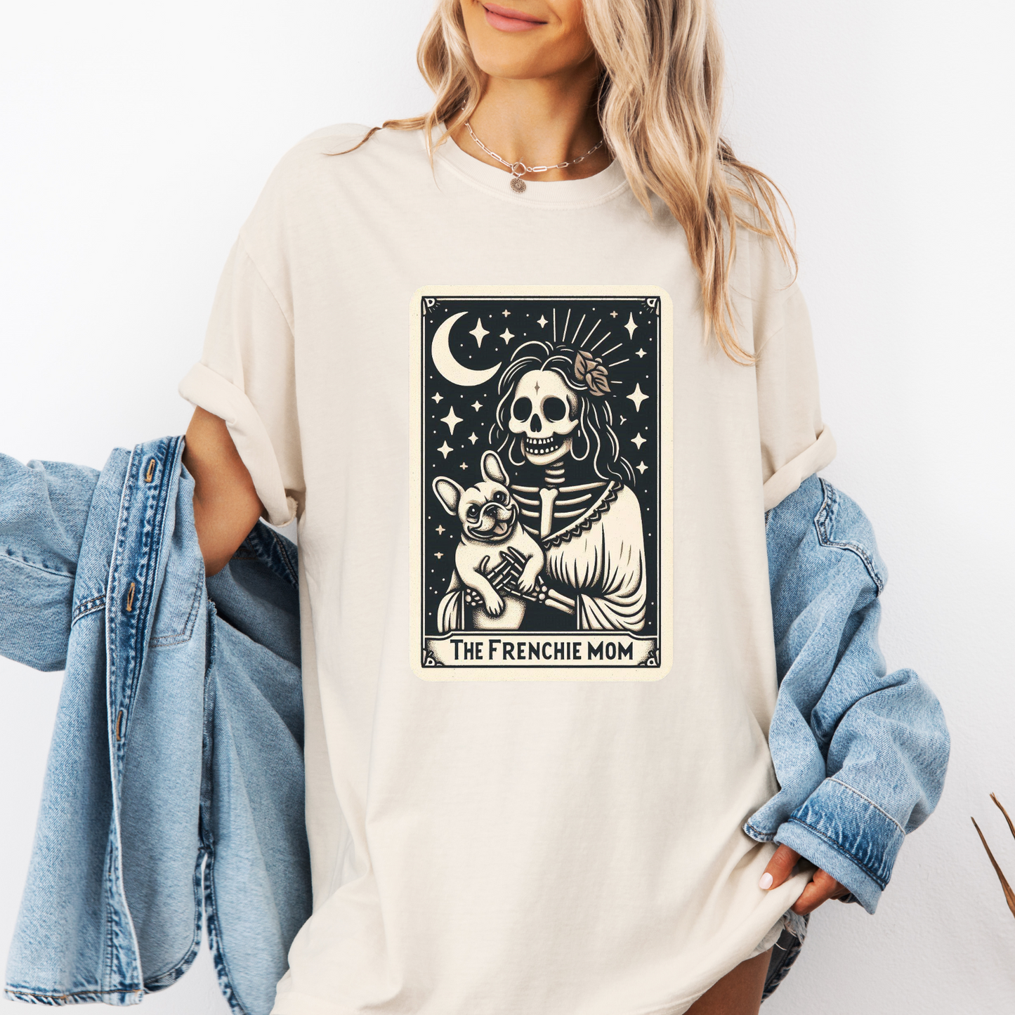 Frenchie Mom Tarot Shirt – Comfort Colors® Skeleton Dog Tee