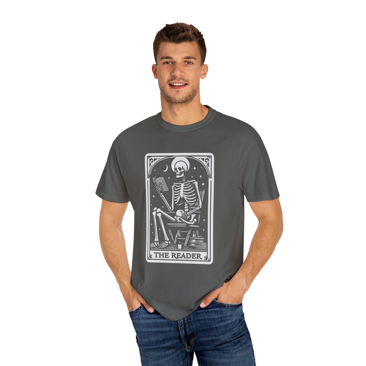 Tarot Card Reader Shirt, Comfort Colors®, Skeleton Tarot, Unisex Tarot Lovers Shirt, Bookish Gift for Readers, Tarot Enthusiast, Book Lover