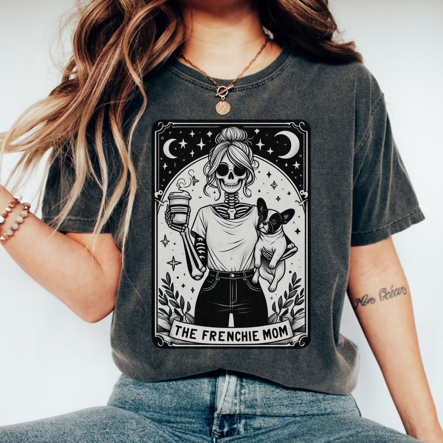 Frenchie Mom Tarot Shirt – Comfort Colors® Skeleton French Bulldog Tee