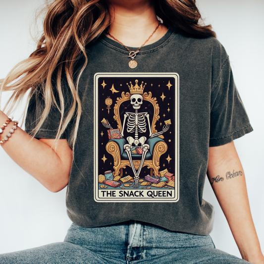 Snack Queen Tarot Shirt – Comfort Colors® Skeleton Food Lover Tee