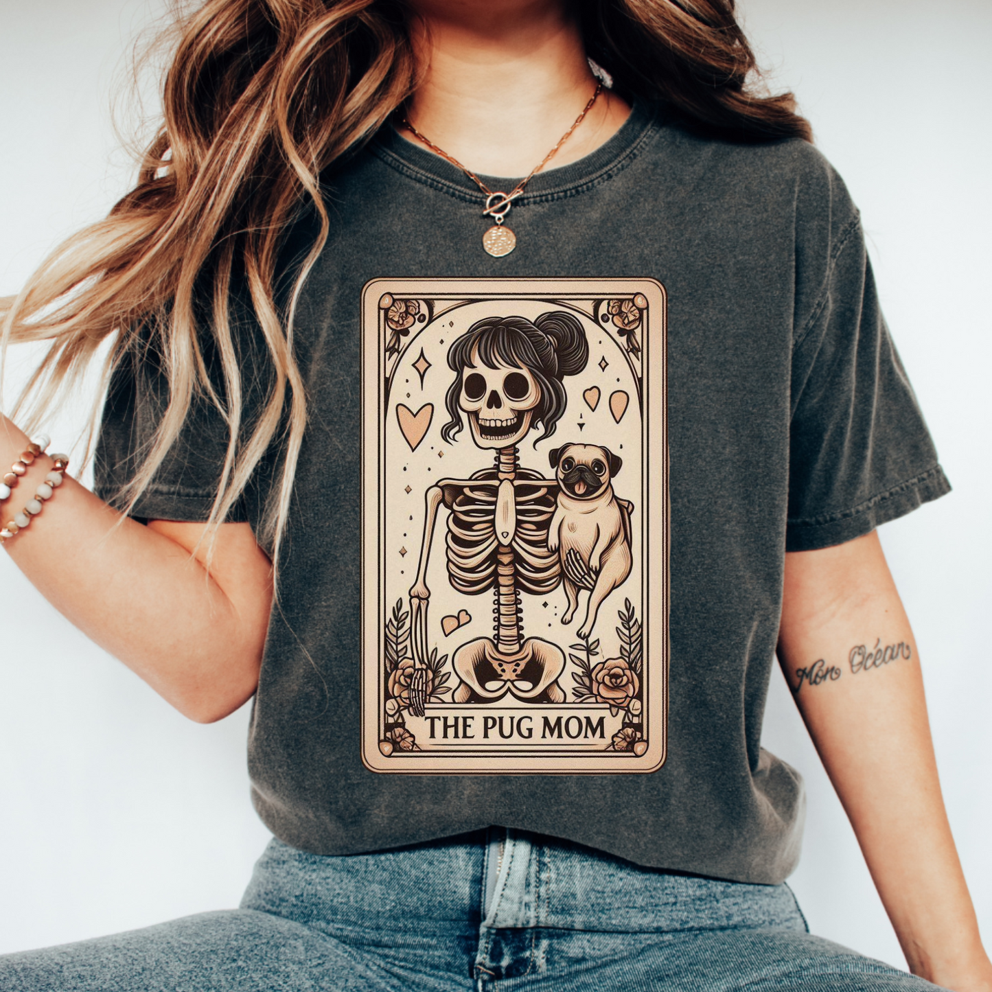 Pug Mom Tarot Shirt – Comfort Colors® Skeleton Dog Lover Tee