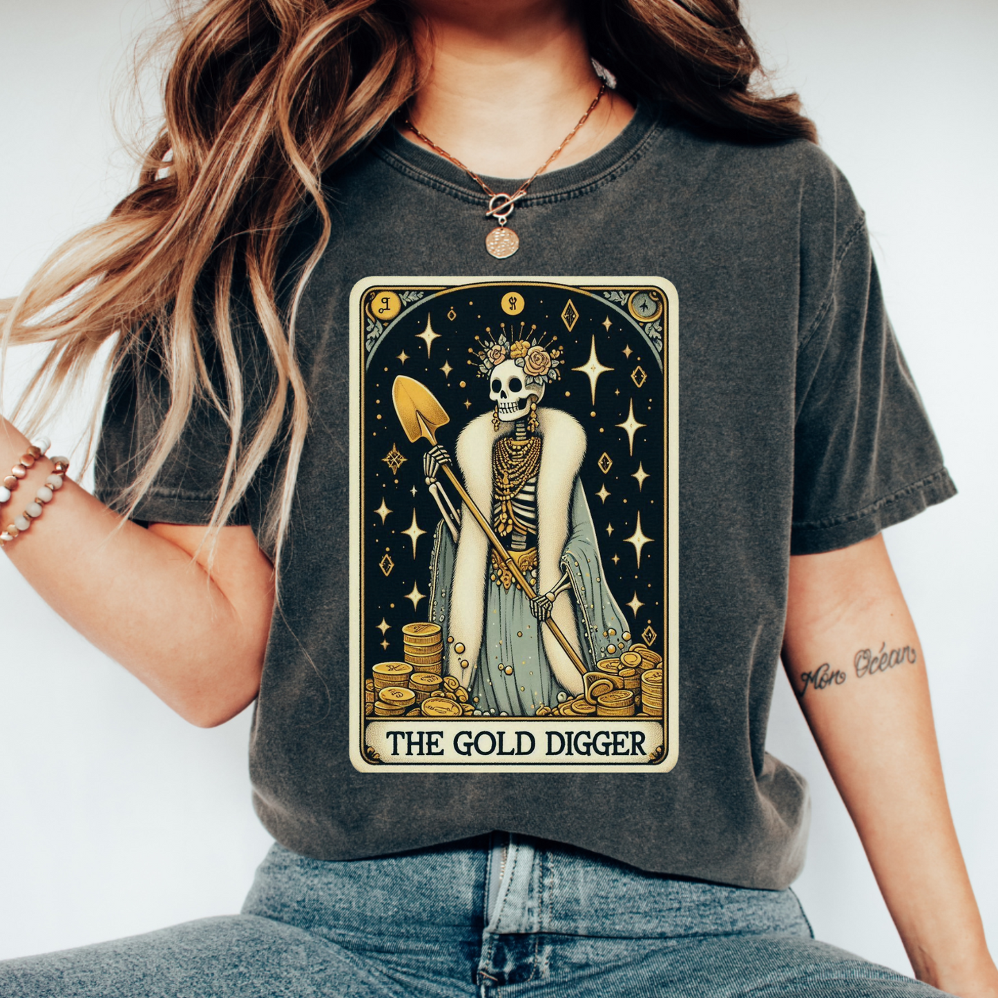 Gold Digger Tarot Shirt – Comfort Colors® Skeleton Glam Tee
