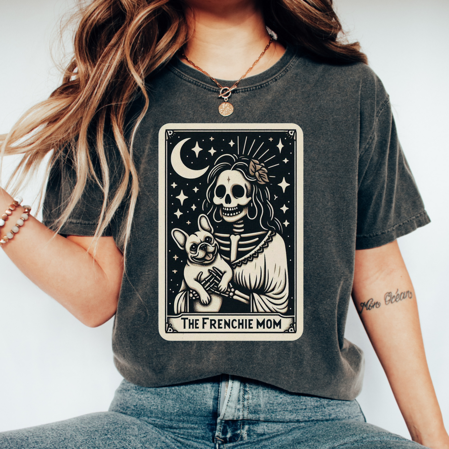 Frenchie Mom Tarot Shirt – Comfort Colors® Skeleton Dog Tee