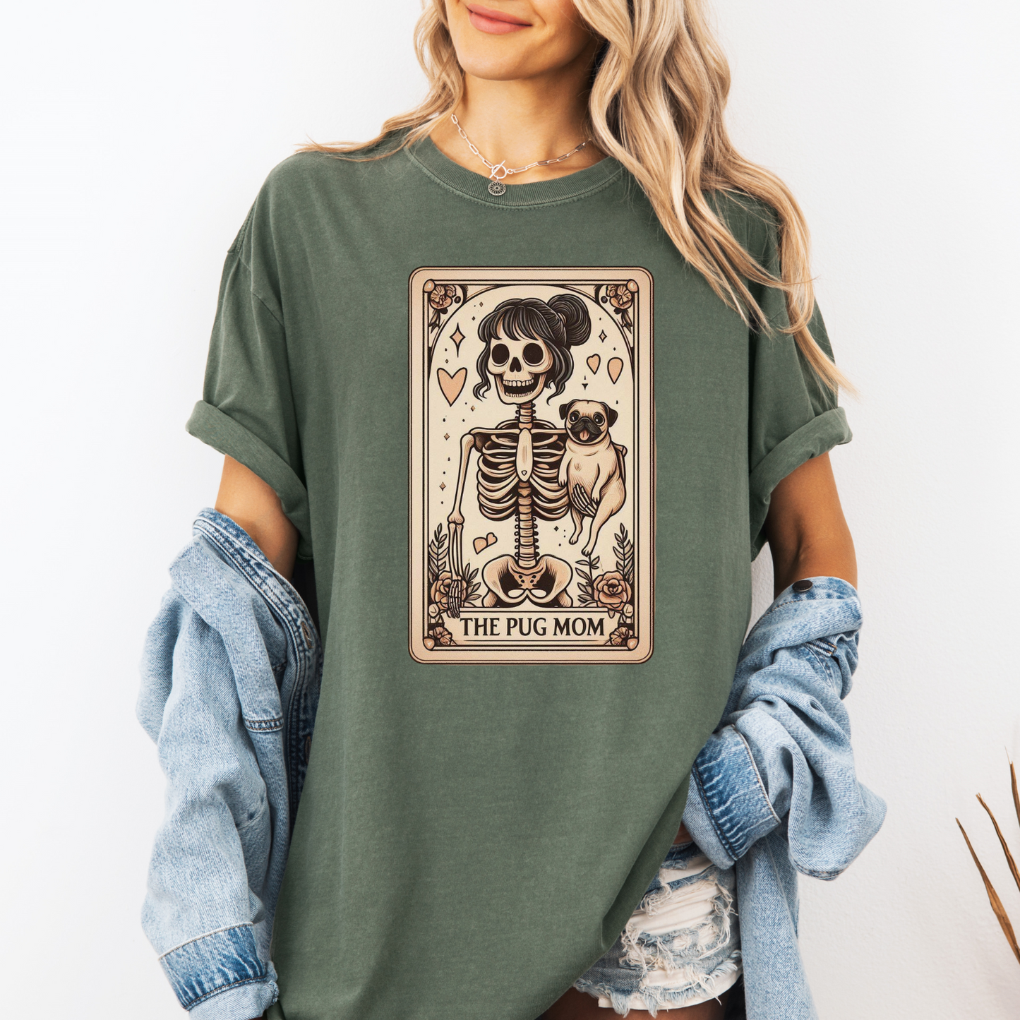 Pug Mom Tarot Shirt – Comfort Colors® Skeleton Dog Lover Tee