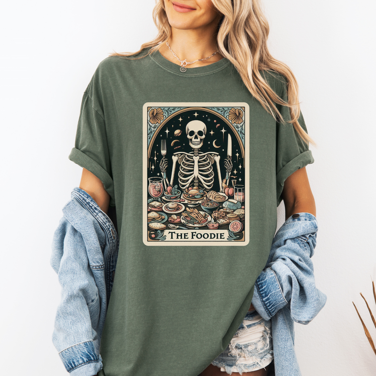 Foodie Tarot Shirt – Comfort Colors® Skeleton Snack Lover Tee