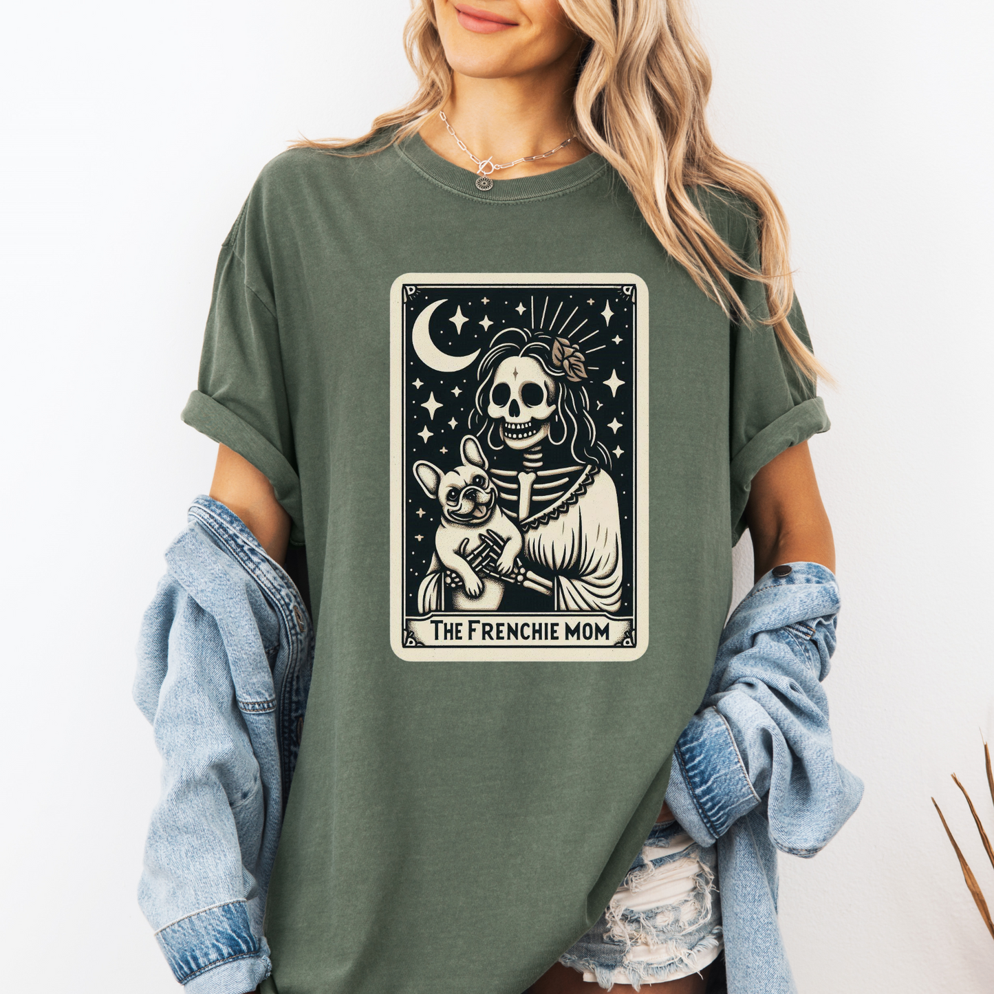 Frenchie Mom Tarot Shirt – Comfort Colors® Skeleton Dog Tee