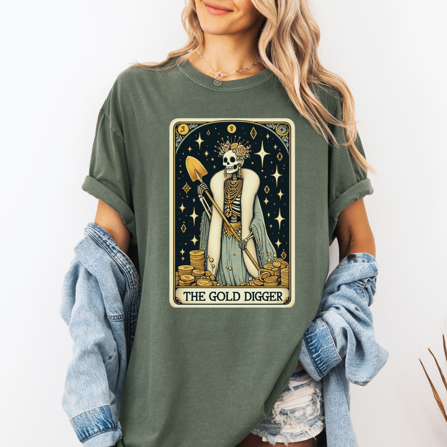 Gold Digger Tarot Shirt – Comfort Colors® Skeleton Glam Tee