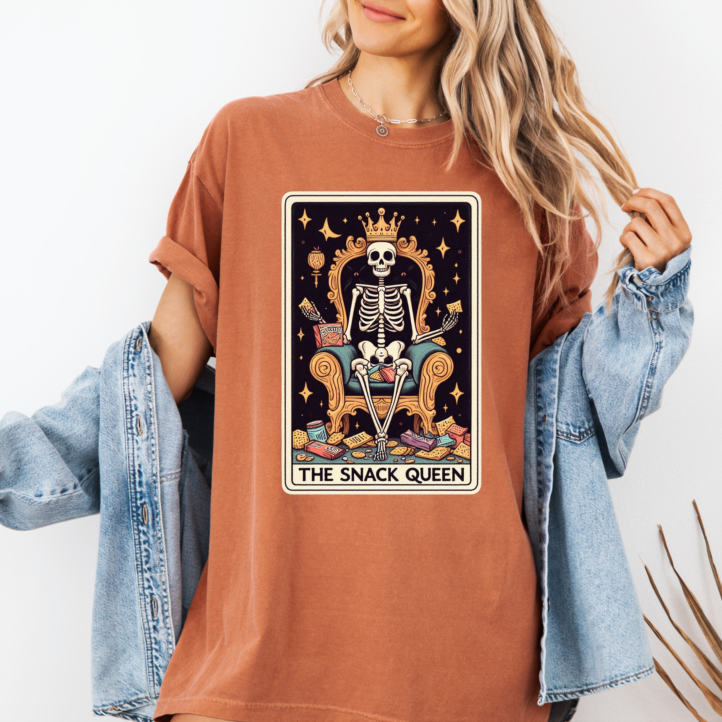 Snack Queen Tarot Shirt – Comfort Colors® Skeleton Food Lover Tee