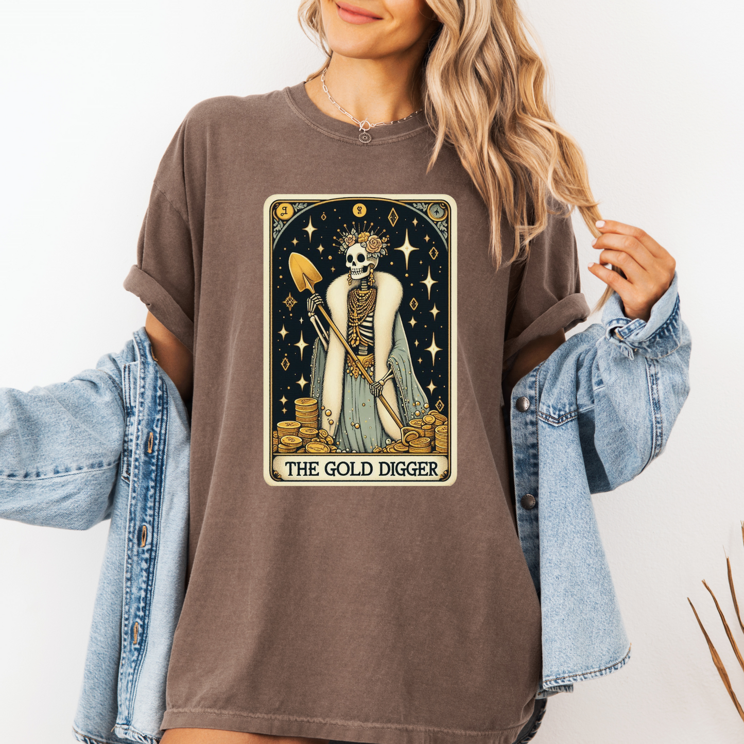 Gold Digger Tarot Shirt – Comfort Colors® Skeleton Glam Tee