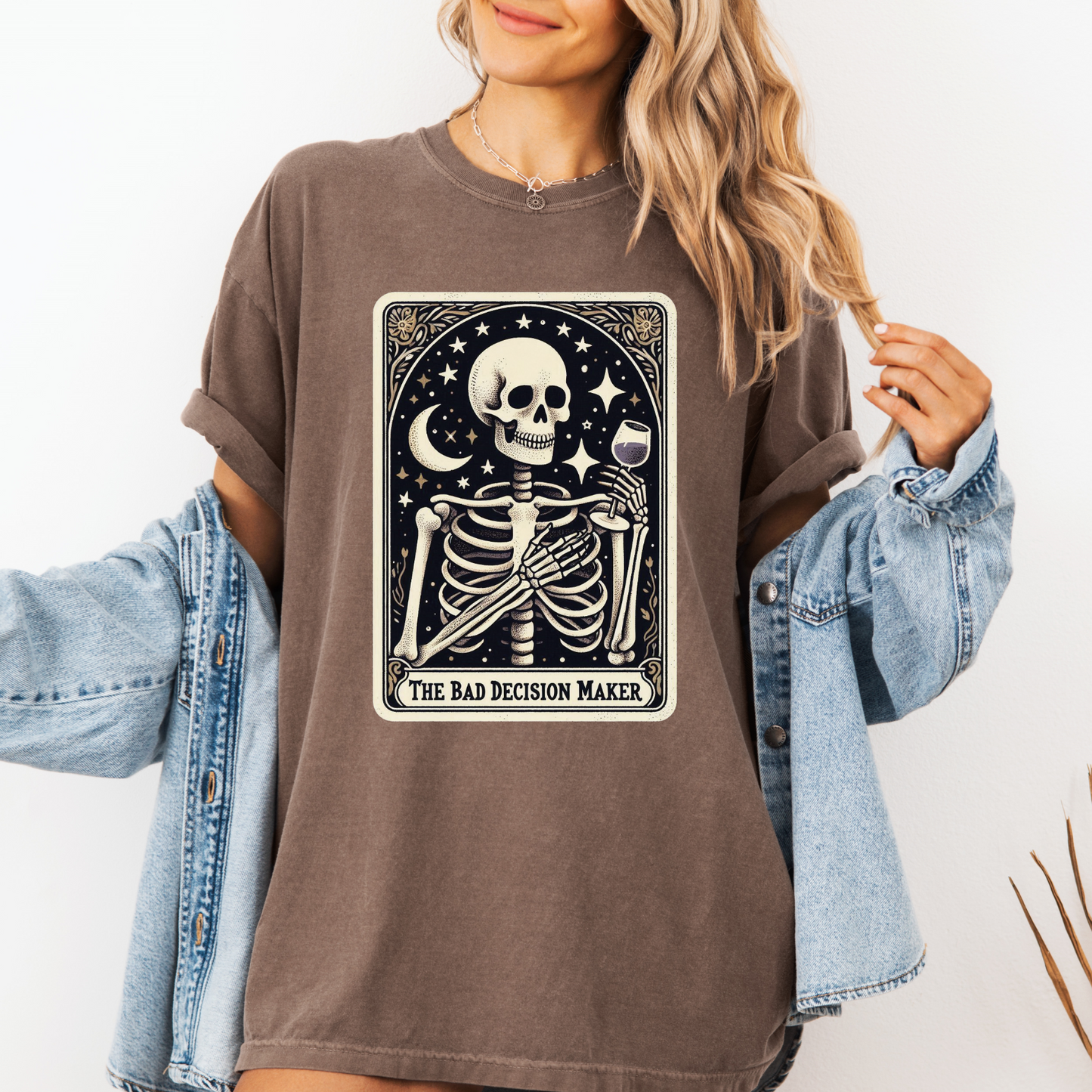 Bad Decision Maker Tarot Shirt – Comfort Colors® Skeleton Humor Tee