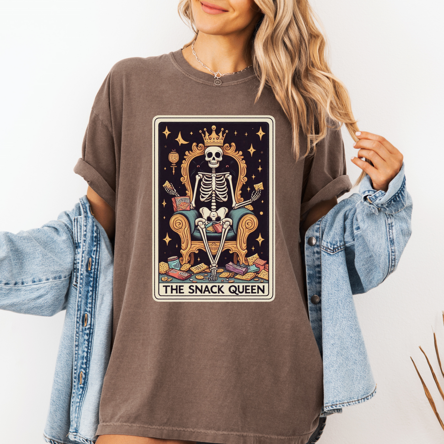 Snack Queen Tarot Shirt – Comfort Colors® Skeleton Food Lover Tee