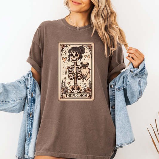 Pug Mom Tarot Shirt – Comfort Colors® Skeleton Dog Lover Tee