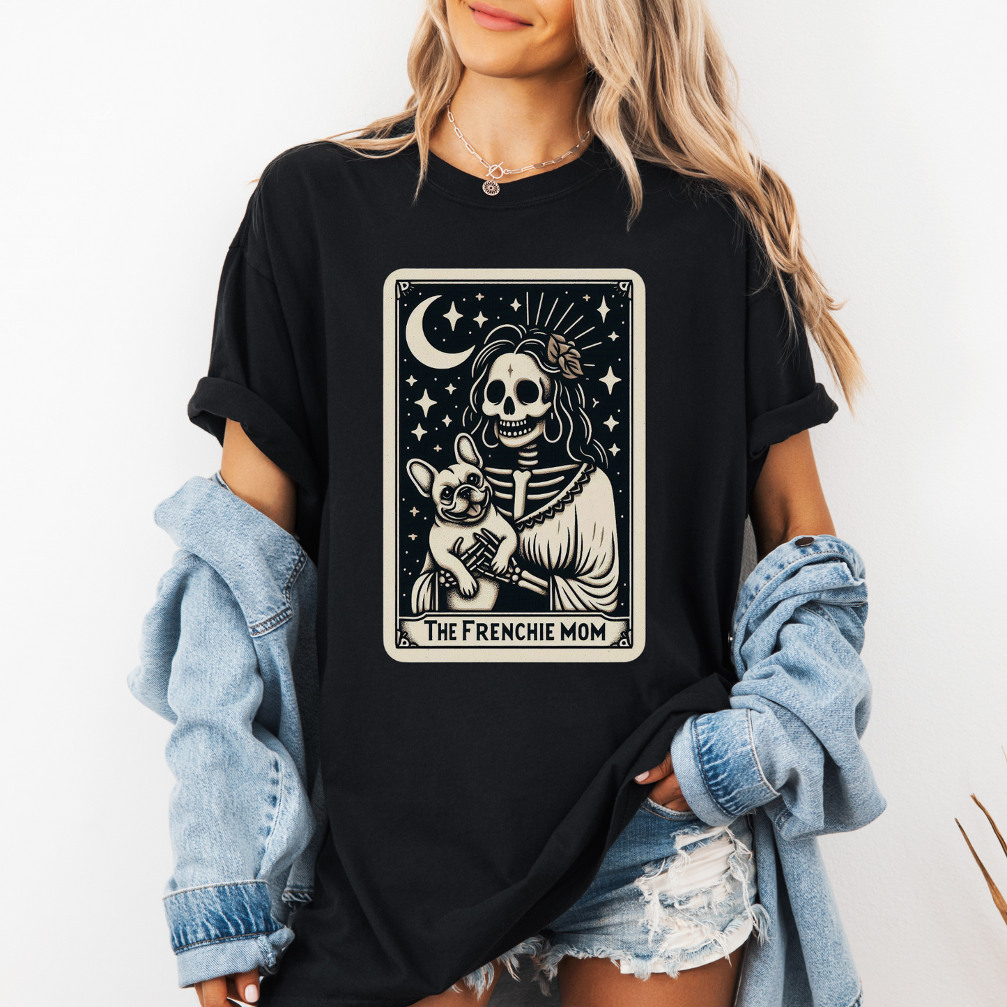 Frenchie Mom Tarot Shirt – Comfort Colors® Skeleton Dog Tee