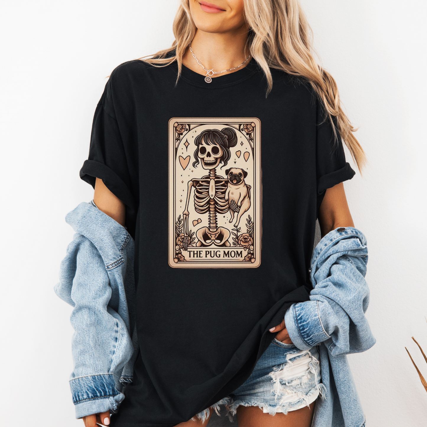 Pug Mom Tarot Shirt – Comfort Colors® Skeleton Dog Lover Tee