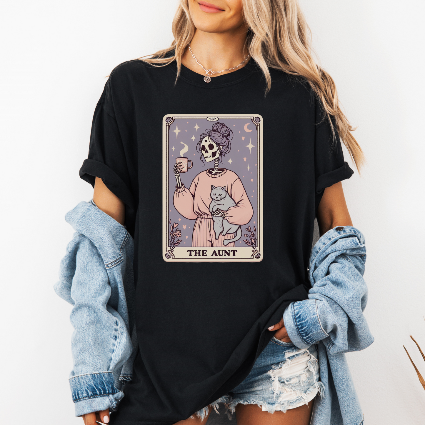 Cool Aunt Tarot Shirt – Comfort Colors® Skeleton Auntie Tee