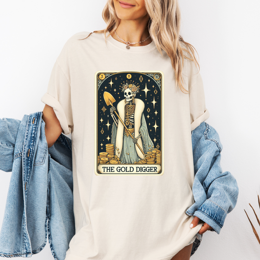 Gold Digger Tarot Shirt – Comfort Colors® Skeleton Glam Tee