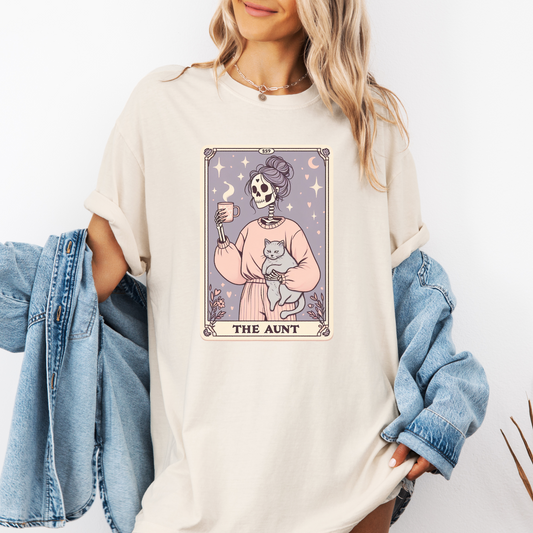 Cool Aunt Tarot Shirt – Comfort Colors® Skeleton Auntie Tee