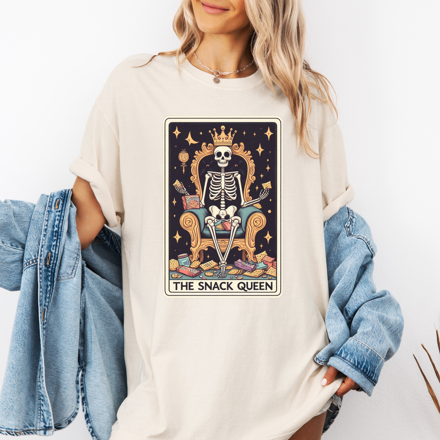 Snack Queen Tarot Shirt – Comfort Colors® Skeleton Food Lover Tee