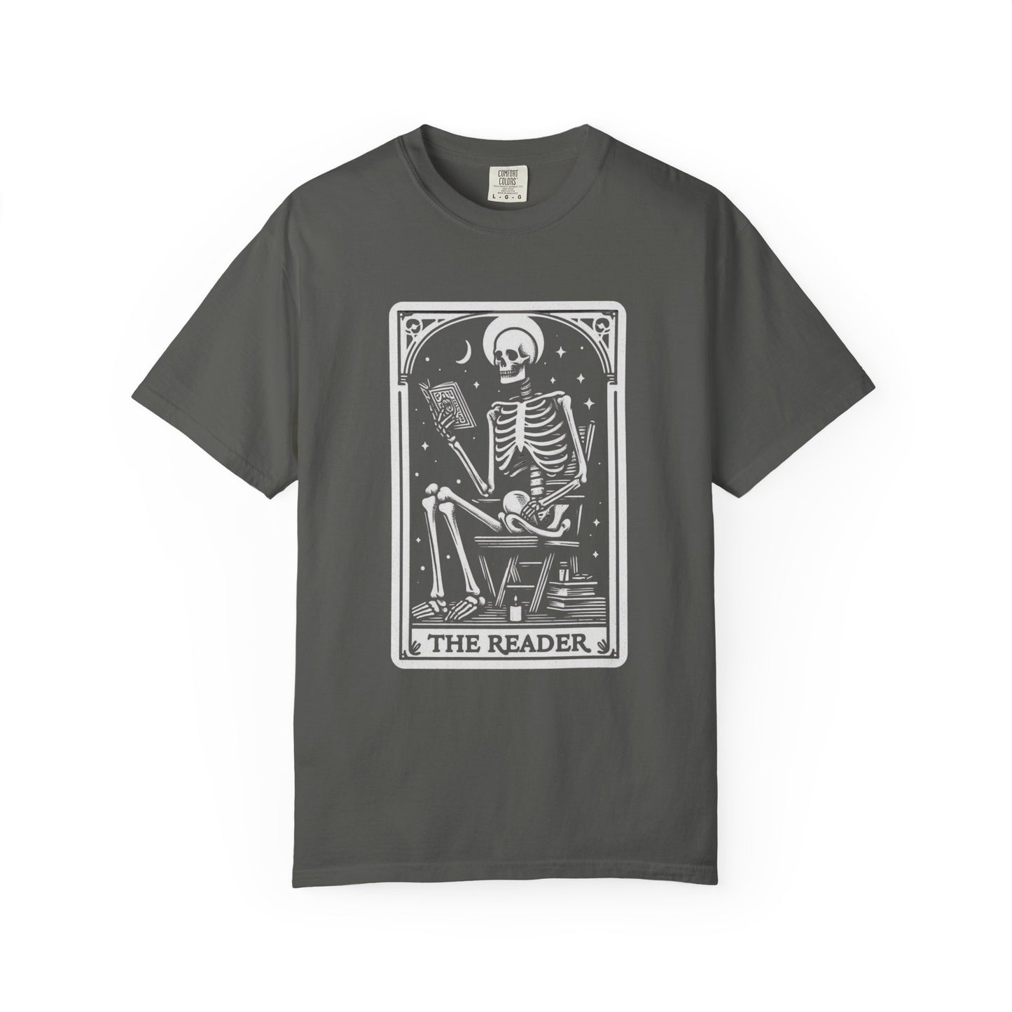 Tarot Card Reader Shirt, Comfort Colors®, Skeleton Tarot, Unisex Tarot Lovers Shirt, Bookish Gift for Readers, Tarot Enthusiast, Book Lover