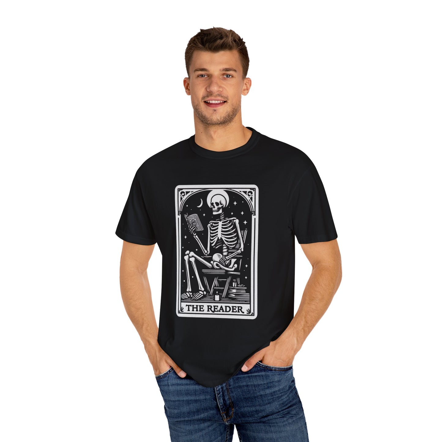 Tarot Card Reader Shirt, Comfort Colors®, Skeleton Tarot, Unisex Tarot Lovers Shirt, Bookish Gift for Readers, Tarot Enthusiast, Book Lover